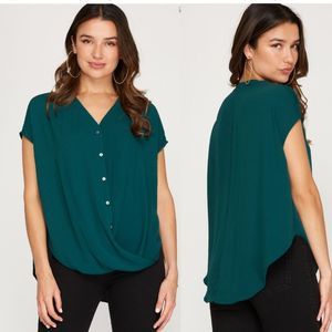 She & Sky Deep Green Hi Lo Top